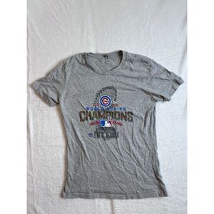 2016 Chicago Cubs‎ World Series Champions Grey Short Sleeve Shirt Women's L *